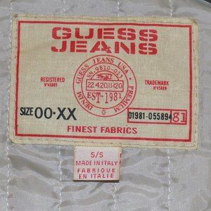 Guess Jeans Jacket Tan Gold Emblem Small